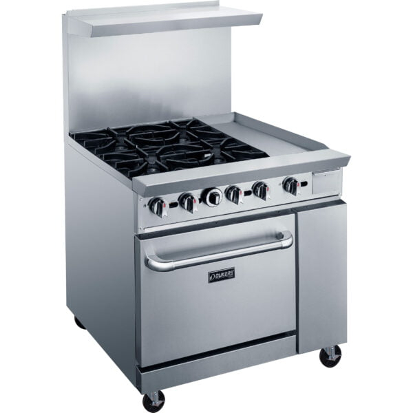 36″ Gas Range with Four 4 Open Burners 12″ Griddle - Range 4B+12"