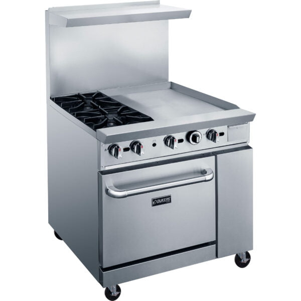 36″ Gas Range with Two 2 Open Burners 24″ Griddle - Range 2B+24"